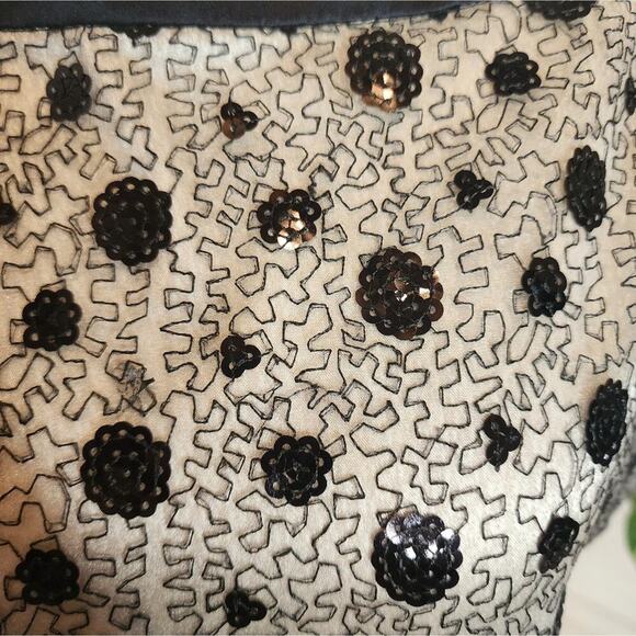 Ali Ra Womens Silk Sequined Geometric Pattern Short Shift Dress Size 4 - Picture 4 of 8